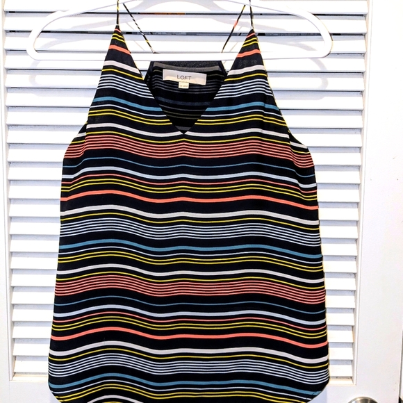 LOFT Multicolor vertical striped sleeveless lightweight blouse Women's size XXS - Picture 2 of 7